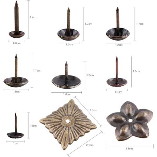 /EA/Pose med 100 stk Retro Antikke Dekorative Søm Antik Bronzefarve Jern til Sofadekoration Møbelpolstring Møbelknapper