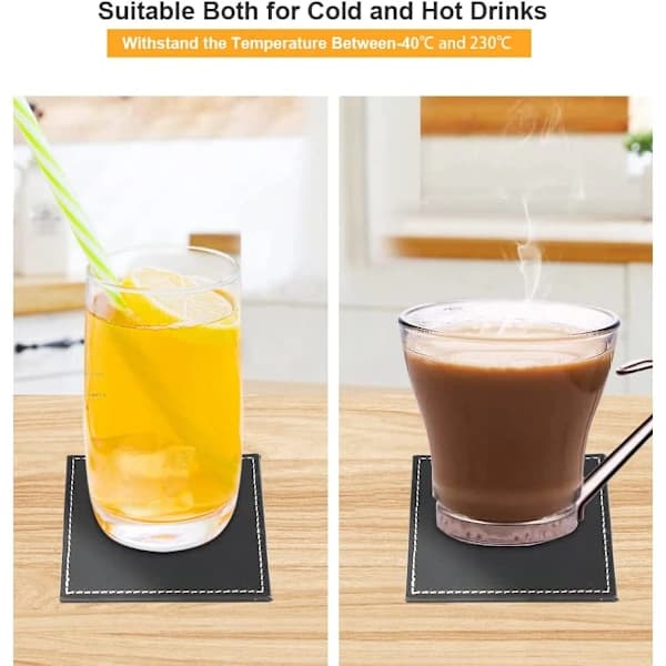/EA/ Sæt med 6 sorte læderbrikker