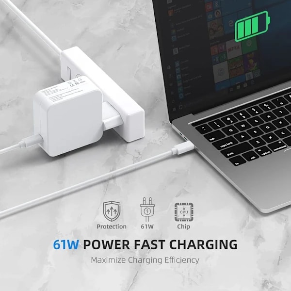 Oplader til MacBook 2016 2017 2018 2019 2020 Pro 61W USB-C Strømadapter 87W