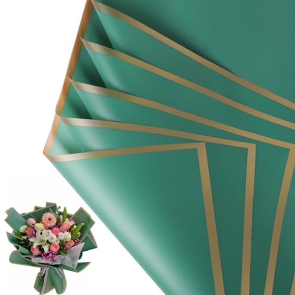 20 Ark Blomomslagspapper - Vattentätt Blomsterbukett Omslagspapper, Blomsterhandlar Tillbehör Förpackningspapper för Bröllop Födelsedagspresent black