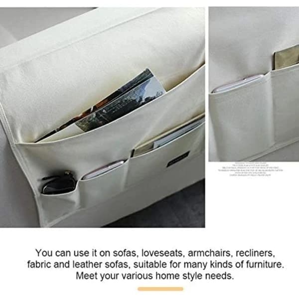 Rosa Sofa Armlene Organizer, Multifunksjonell Sammenleggbar Stoffveske