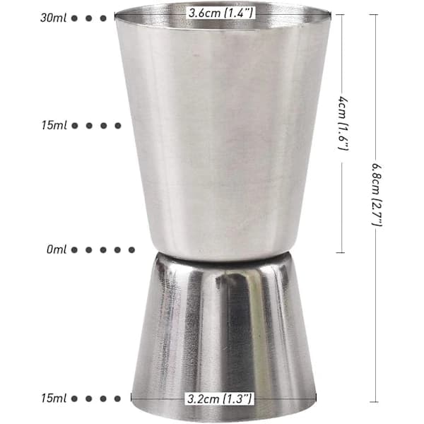 /EA/Cocktailjigger, 15 & 30 ML Rustfritt Stål Barjigger (Sett med 4)