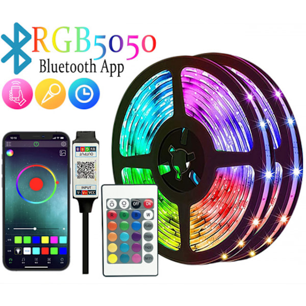 100ft LED-strip Smart Belysningslister med App-kontroll Fjärrkontroll, 5050 RGB LED-lampor för Sovrum, Musiksynkronisering Färgskiftande Lampor för Rum Party 100IN