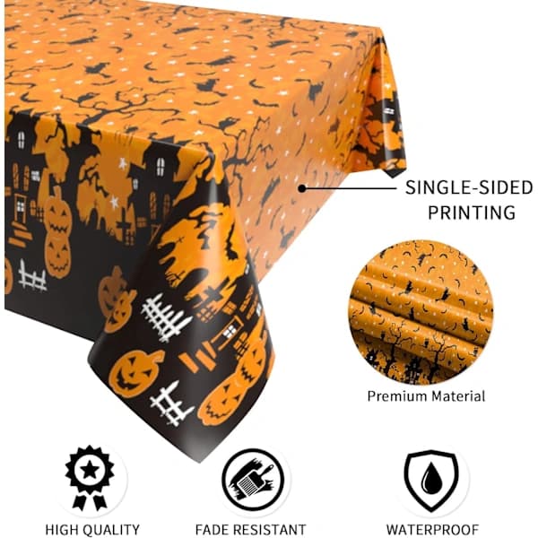 /EA/1 stk. orange uhyggelig græskar rektangulær plastik Halloween dug