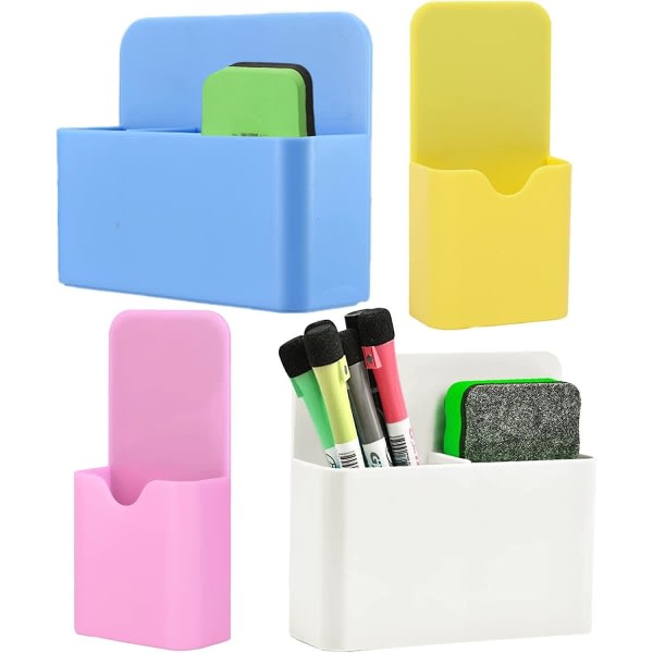 Magnetisk pennhållare, 4 delar magnetisk förvaringslåda Magnetisk pennhållare Whiteboard pennhållare för kylskåp, kontor, skola