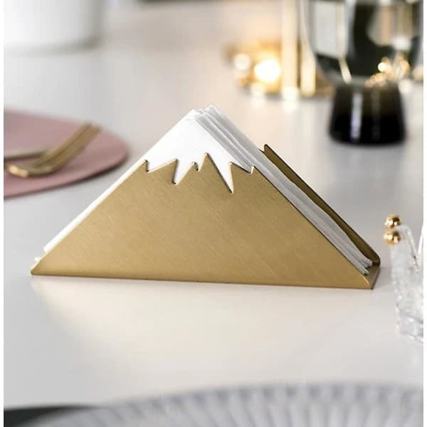 Dhrs Trekant Servietholder Rustfrit Stål Servietholder Organizer Guld Serviet H