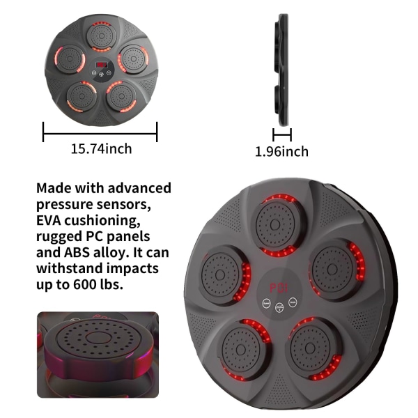 Smart Bluetooth boxningsmaskin med handskar - Väggmonterad målträningsstämpelutrustning för vuxna, barn, hemmaträning och gym a3