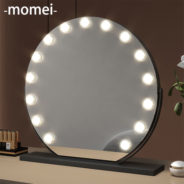 40 cm Hollywood-speil stasjonær bærbar plug-in lading intelligent sminkespeil live sending fyll lys dimming LED lyspære speil