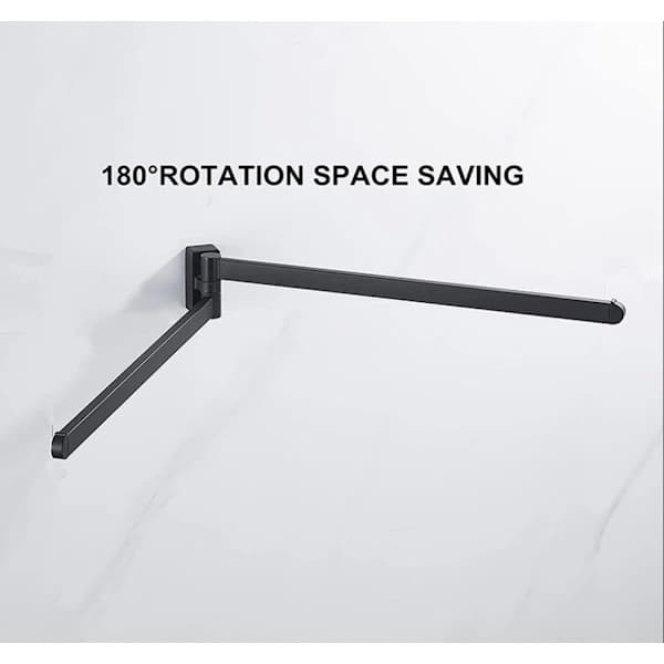 /EA/Rostfritt krom svingbar håndkleholder med 2 svingbare stenger (Svart