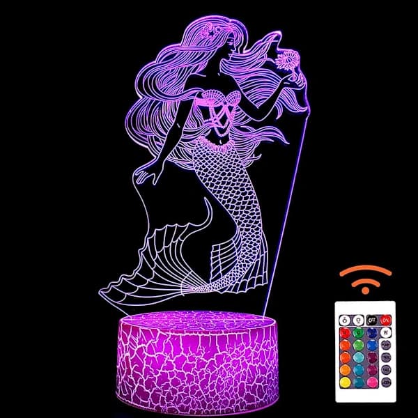 /EA/Merenneito kukkien kanssa 3D-yövalo Ghost Visual Creativity LED