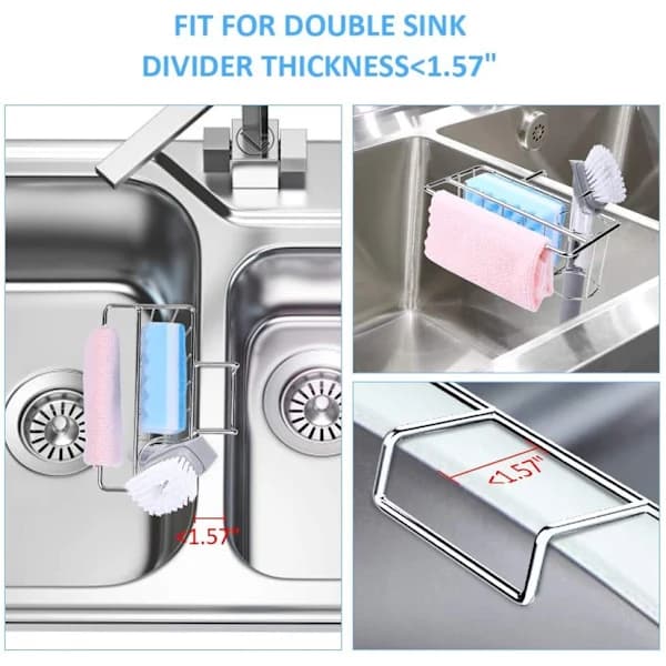 /EA/Svamphållare för diskho Caddy - Diskhohållare för diskho, 2-pack Svampställ med stång
