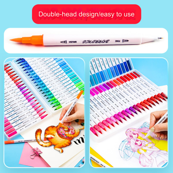Dubbla akvarellpennor 100 färger för barnkonst graffiti färgpennor studio tvättbar målarpenna set 60 colors