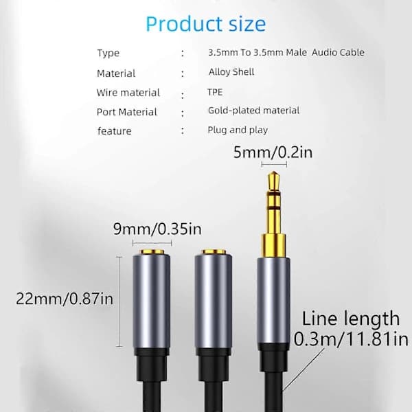 /EA/Hovedtelefondeler til computer 3,5 mm hun til 2 dobbelte 3,5 mm han AUX Audio hun til han