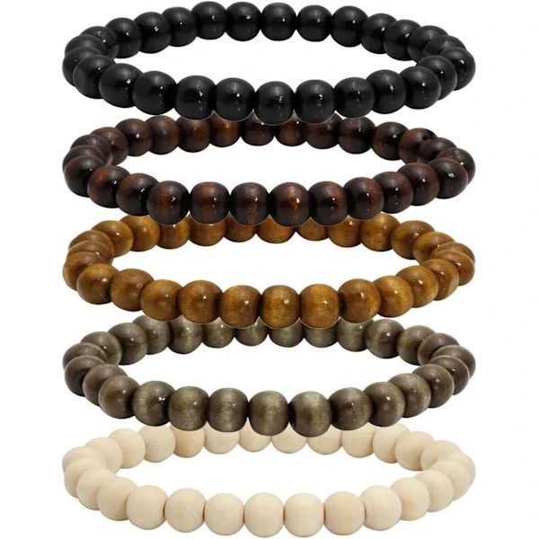 /EA/ 5 st Träpärlarmband Bangles för Män och Kvinnor Elastiska