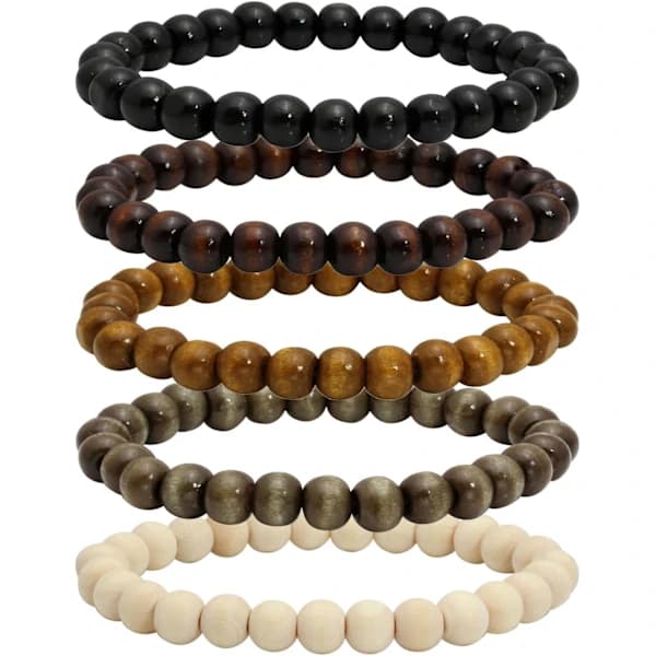/EA/5 stk. Træperler Armbånd Bangles til Mænd og Kvinder Elastiske