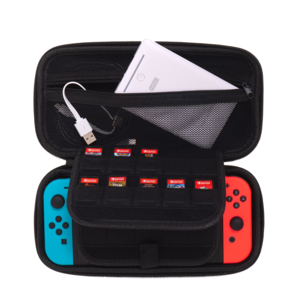 For Nintendo Switch Bag Reiseoppbevaringsveske Bærbart tilbehørsdeksel Svart