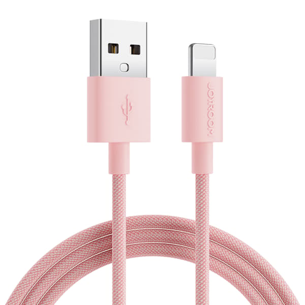 /EA/Punottu kaapeli iPhonelle USB-A - Lightning 2m pastellin vaaleanpunainen