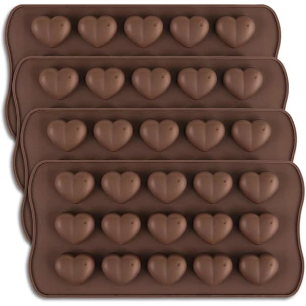 /EA/Hjerteformet chokoladeform i silikone med 15 hulrum til Valentinsdag
