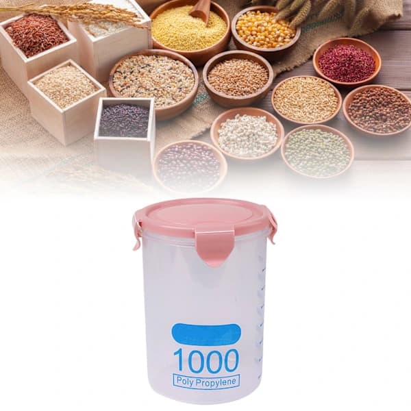 /EA/Matförvaringsbehållare 1000ml Plast Stapelbar Lufttät Spannmål Torrfoder Förvaringsburk för Köksorganisation Rosa