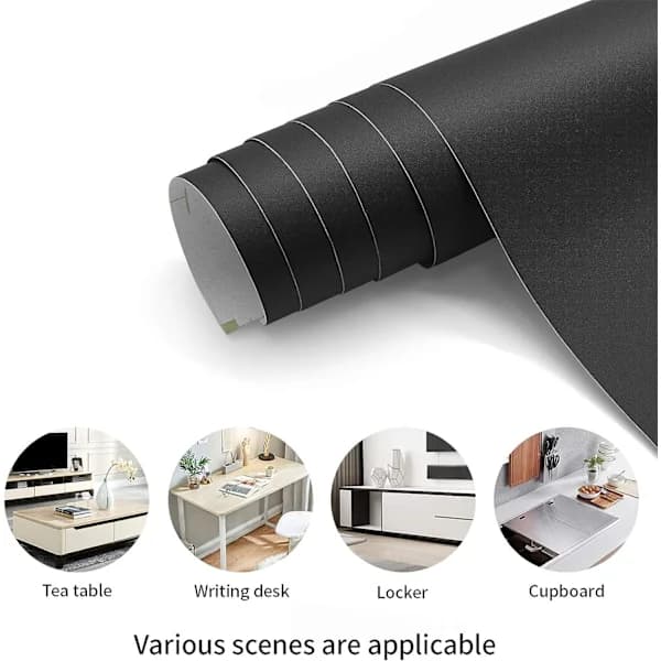 /EA/40cm*2m Tyk selvklæbende PVC mat sort tapet boble Fr