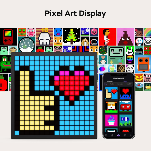 LED Pixel Display, 16x16 programmerbar Pixel Art Display med APP kontrol Pixel 16x16