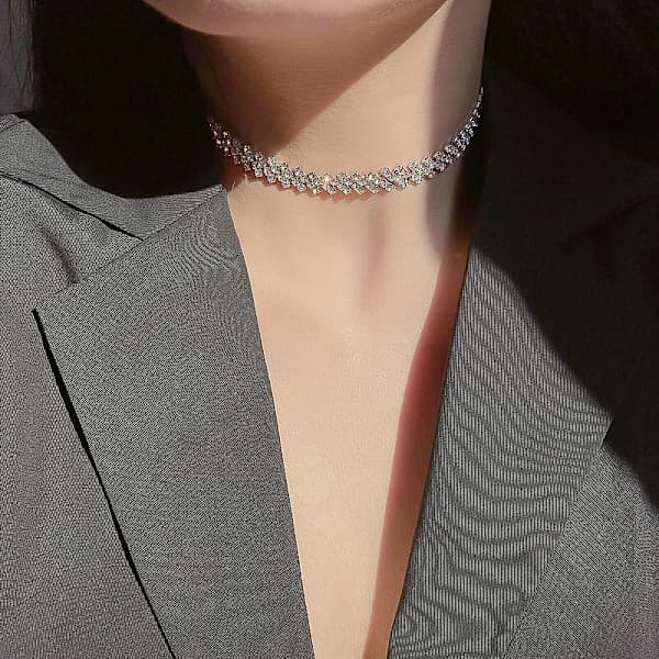 /EA/##/Luksuriøs fulddiamant halskæde choker##/