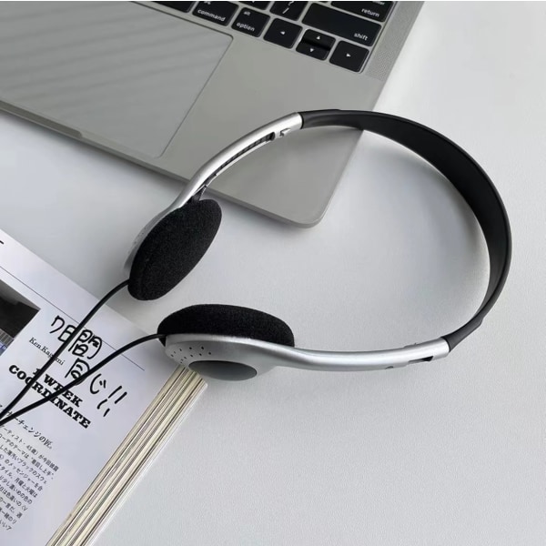 Retro Classic 90-luvun hopea kuulokekaapeli päähine kannettava melua vaimentava kuuloke nappikuuloke kaulapanta mikrofoni urheilu silvery Type adapter cable
