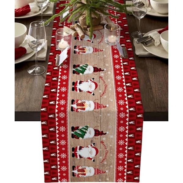 /EA/Julbordslöpare, Tomte Röd Rutig Rustik Löpare
