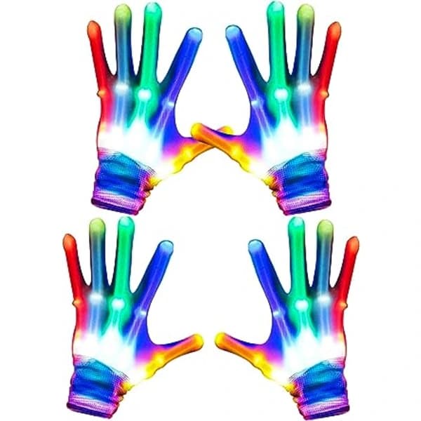 /EA/2 par LED skeletthandsker, farverige lysende handsker Halloween