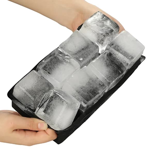 /EA/(Sort) 1-pak isterningebakker, 8-huls silikone isterningeforme med låg