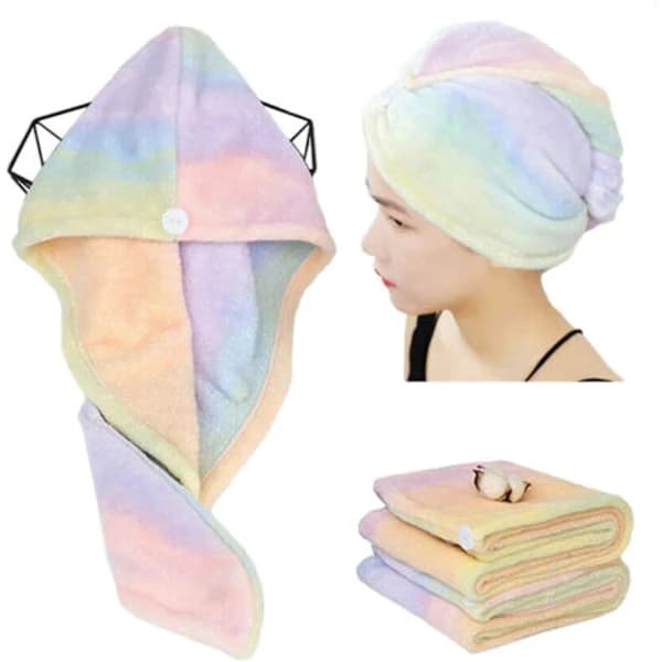 /EA/2-pack 65 x 25 cm mikrofiberhårhandduk wrap regnbåge snabbtorkande sup