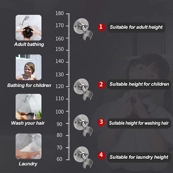 /EA/Dusjhodeholder i rustfritt stål, TIANLIN dusjhodeholder, The S