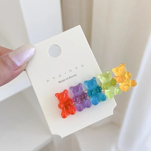 /EA/3 stk. slikfarvede Jelly Bear hårnåle klemmer søde C