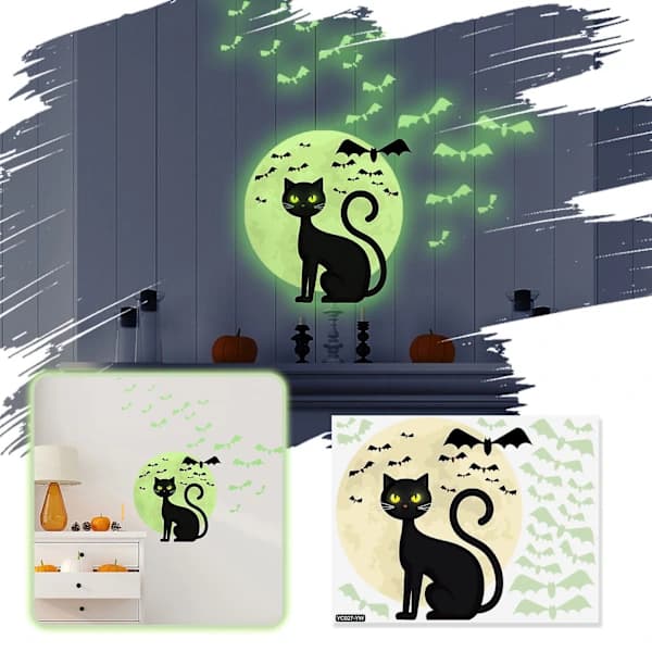 /EA/Valaiseva Kissa Halloween Seinätarra Valaiseva Seinätarra