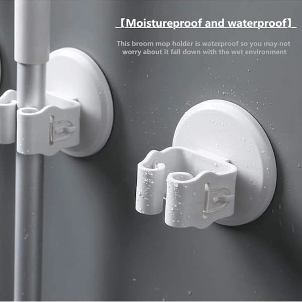 /EA/Multifunktionel vægmonteret moppeholder, selvklæbende moppekost H
