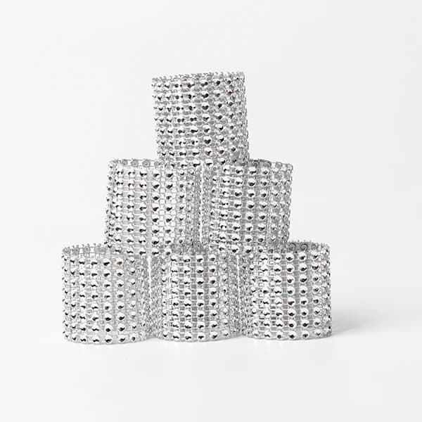 /EA/10 st Silver Servettringar Bling Rhinestone Servettringar Bröllop