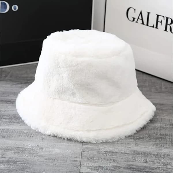/EA/Vinterfårfäll Mocka Bøttehatt Fluffy Fuzzy Varm Lue Plysjfisk