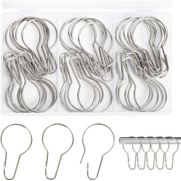 /EA/40 Stycken (Silver) Duschdraperiringar, Gardinringar, för Badrum, Vardagsrum, Sovrum