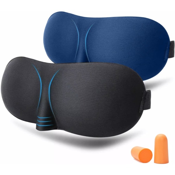 3D-sömnmask Nattsömnögonmask med öronproppar Idealisk för användning på flygresor, hemma, på hotell och för tupplurar under skift 1pc