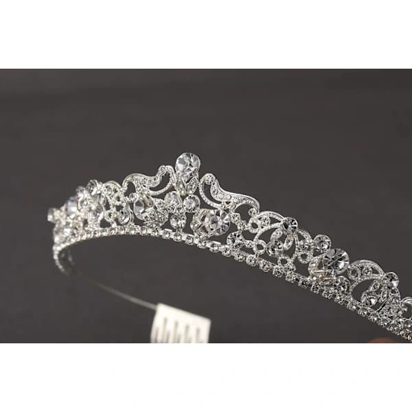 /EA/Silver Bröllopstiara och krona med kam, strassbrudkrona
