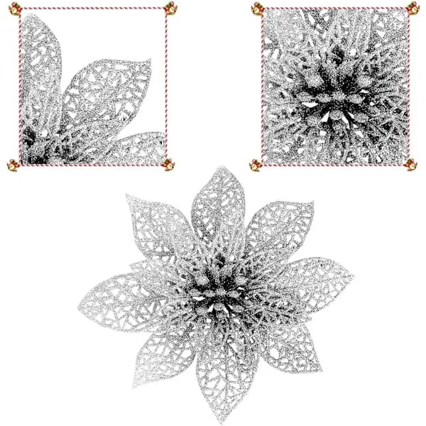 /EA/24 stk. julestjerne glitterpynt, kunstig jul
