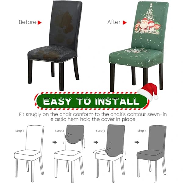 /EA/(Grøn, 6-pak) Julemadsstole Sæt med 6, Stretch Dining