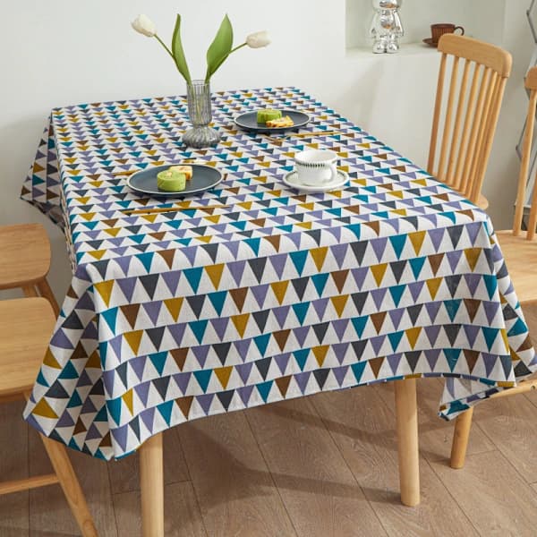 /EA/1 st rektangulär bomulls- och linneduk i flerfärgad triangula