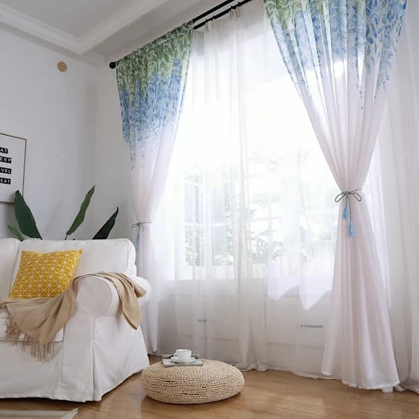 /EA/Polyester Voile vinduesgardinkapper soveværelse stueindretning (blå)