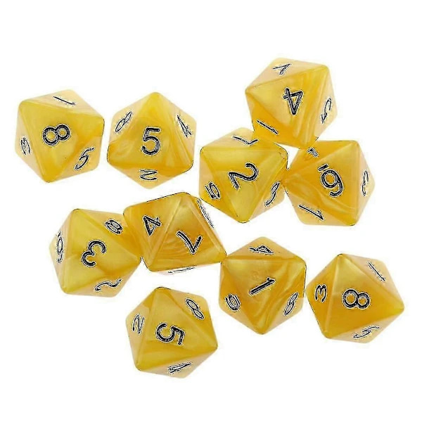 /EA/10 stk. 8-sidede terninger D8 Polyhedral terninger til brætspil gul