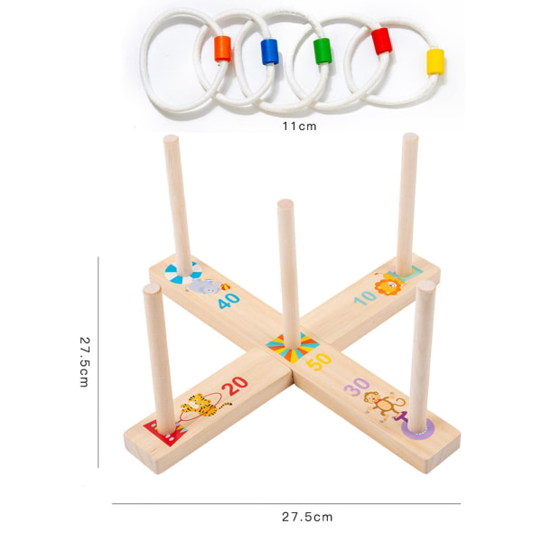 1 set Wood Ferrule Game Pussel Toy Ring Toss Montessori Portable Gift Wood Ferrule Game Pusselleksak Montessori Ring Toss för familj Barn utomhus ringspel