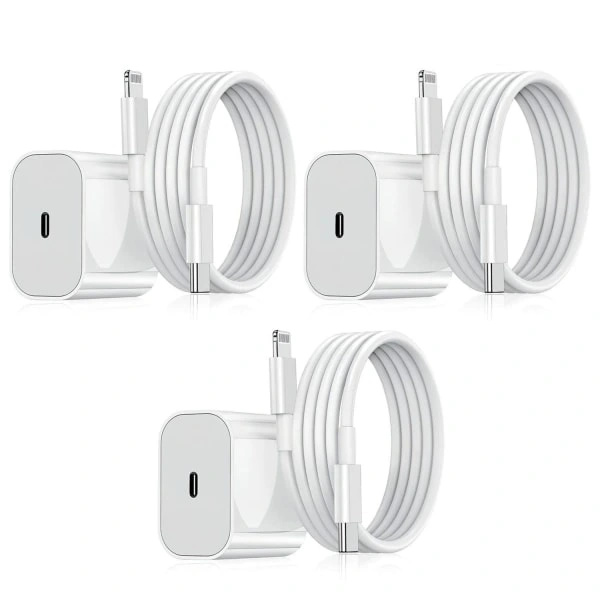 3-pack - Laddare för iPhone - Snabbladdare - Adapter + Kabel 20W Vit one size iPhone 3-Pack iPhone（NT） 3-Pack iPhone 3-Pack iPhone 3-Pack iPhone