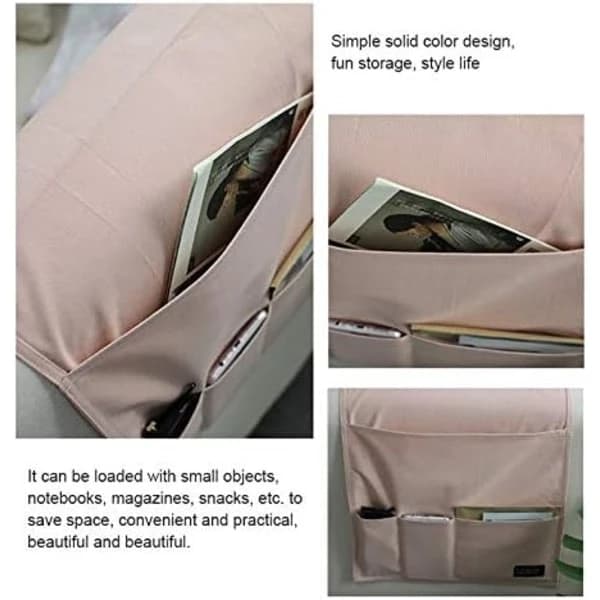 Rosa Sofa Armlene Organizer, Multifunksjonell Sammenleggbar Stoffveske