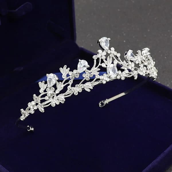 /EA/##/Hvit krone, krystallblomst ornament##/