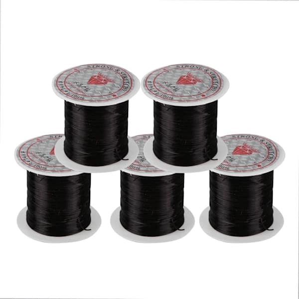 /EA/5 ruller Crystal Line Perler Streng Wire Smykker Materiale Elastisk tråd til smykker DIY (sort)